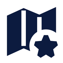 Map star icon, Sharp Solid style