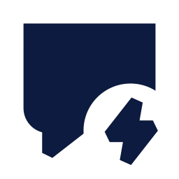 Message square bolt icon, Sharp Solid style