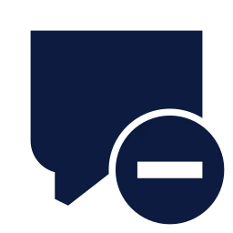 Message square minus icon, Sharp Solid style
