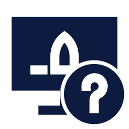 Mission control question icon, Sharp Solid style
