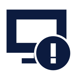 Monitor alert icon, Sharp Solid style