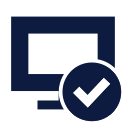 Monitor check icon, Sharp Solid style