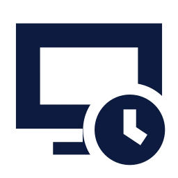 Monitor clock icon, Sharp Solid style