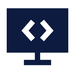 Monitor code icon, Sharp Solid style