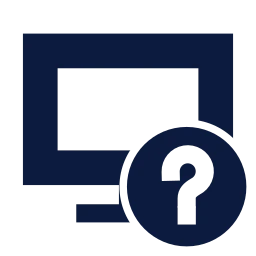 Monitor question icon, Sharp Solid style