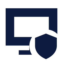 Monitor shield icon, Sharp Solid style