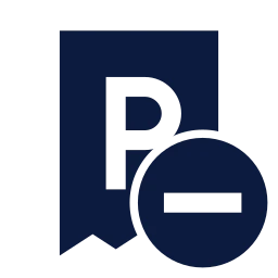 Parking ticket minus icon, Sharp Solid style