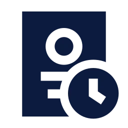 Profile page clock icon, Sharp Solid style