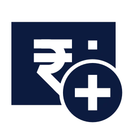 Rupee note plus icon, Sharp Solid style
