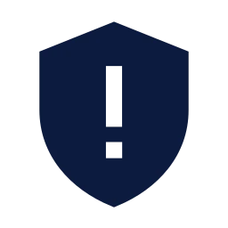 Shield alert icon, Sharp Solid style