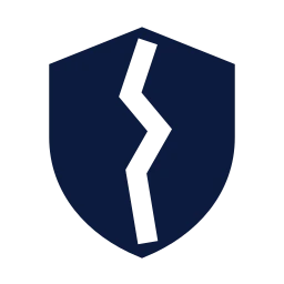 Shield broken icon, Sharp Solid style