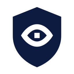 Shield eye icon, Sharp Solid style