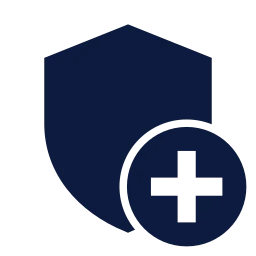 Shield plus icon, Sharp Solid style