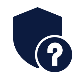 Shield question icon, Sharp Solid style