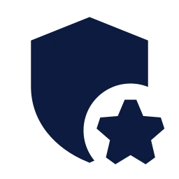 Shield star icon, Sharp Solid style