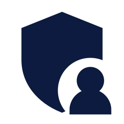 Shield user icon, Sharp Solid style
