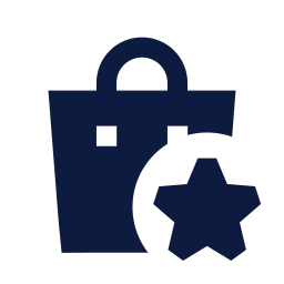 Shopping bag star icon, Sharp Solid style