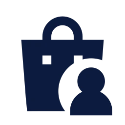 Shopping bag user icon, Sharp Solid style