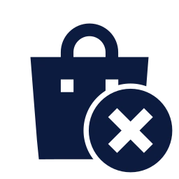 Shopping bag x icon, Sharp Solid style