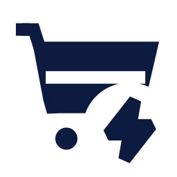 Shopping cart bolt icon, Sharp Solid style