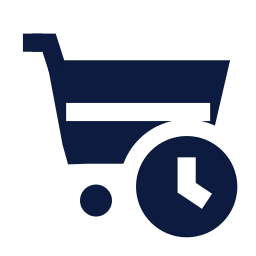 Shopping cart clock icon, Sharp Solid style