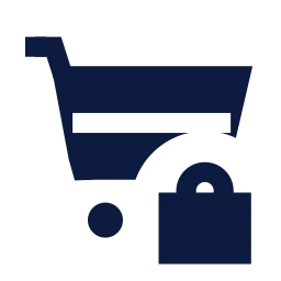 Shopping cart lock icon, Sharp Solid style