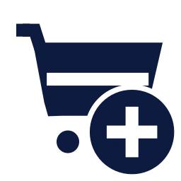 Shopping cart plus icon, Sharp Solid style