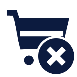 Shopping cart x icon, Sharp Solid style