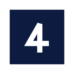Square number 4 icon, Sharp Solid style