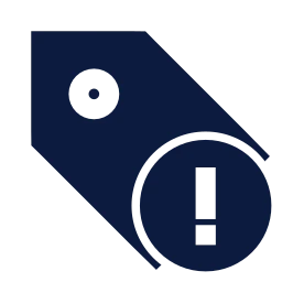 Tag alert icon, Sharp Solid style