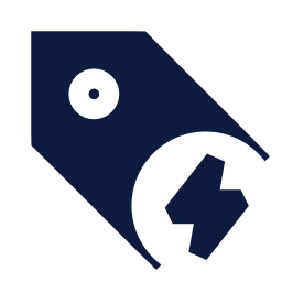 Tag bolt icon, Sharp Solid style