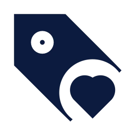 Tag heart icon, Sharp Solid style