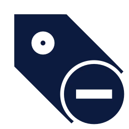 Tag minus icon, Sharp Solid style