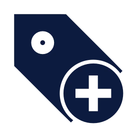 Tag plus icon, Sharp Solid style