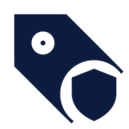 Tag shield icon, Sharp Solid style