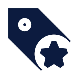 Tag star icon, Sharp Solid style