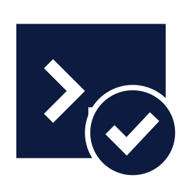 Terminal check icon, Sharp Solid style