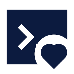 Terminal heart icon, Sharp Solid style