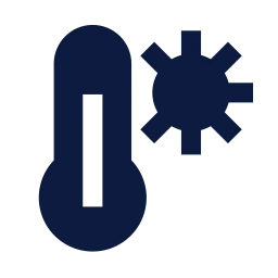 Thermometer sun icon, Sharp Solid style