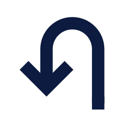 U turn left icon, Sharp Solid style