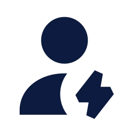 User bolt icon, Sharp Solid style