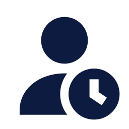 User clock icon, Sharp Solid style