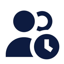 Users clock icon, Sharp Solid style