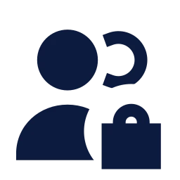 Users lock icon, Sharp Solid style