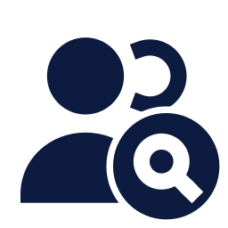 Users search icon, Sharp Solid style