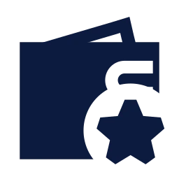 Wallet star icon, Sharp Solid style