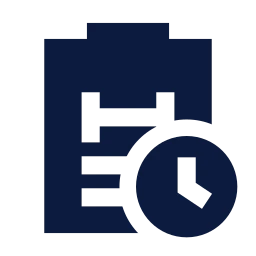 Workout plan clock icon, Sharp Solid style