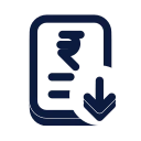 Salary slip down icon, Slab style