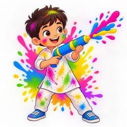 Holi Pichkari AI sticker
