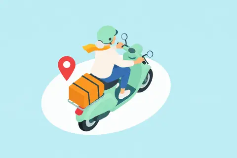 Overhead Courier Route AI illustration